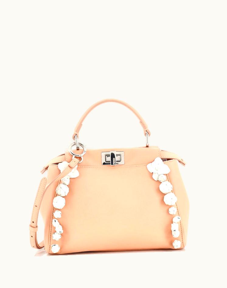 Fendi Fendi Rosebud Peekaboo Iconic Bag Leather With Applique Mini