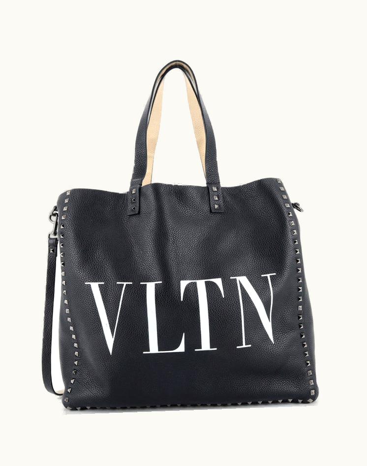 Valentino Valentino Vltn Rockstud Reversible Shopping Tote Printed Leather Large
