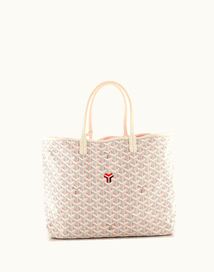 Goyard Saint Louis Tote Precious Metals Coated Canvas PM White Pink Silver