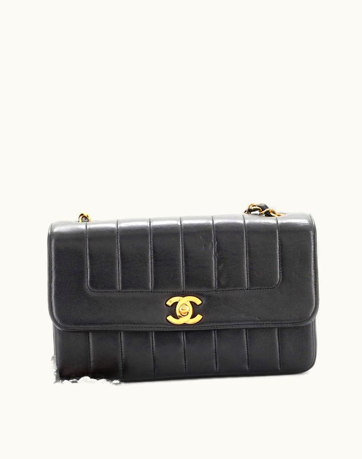Chanel Vintage CC Chain Flap Bag Vertical Quilt Lambskin Small