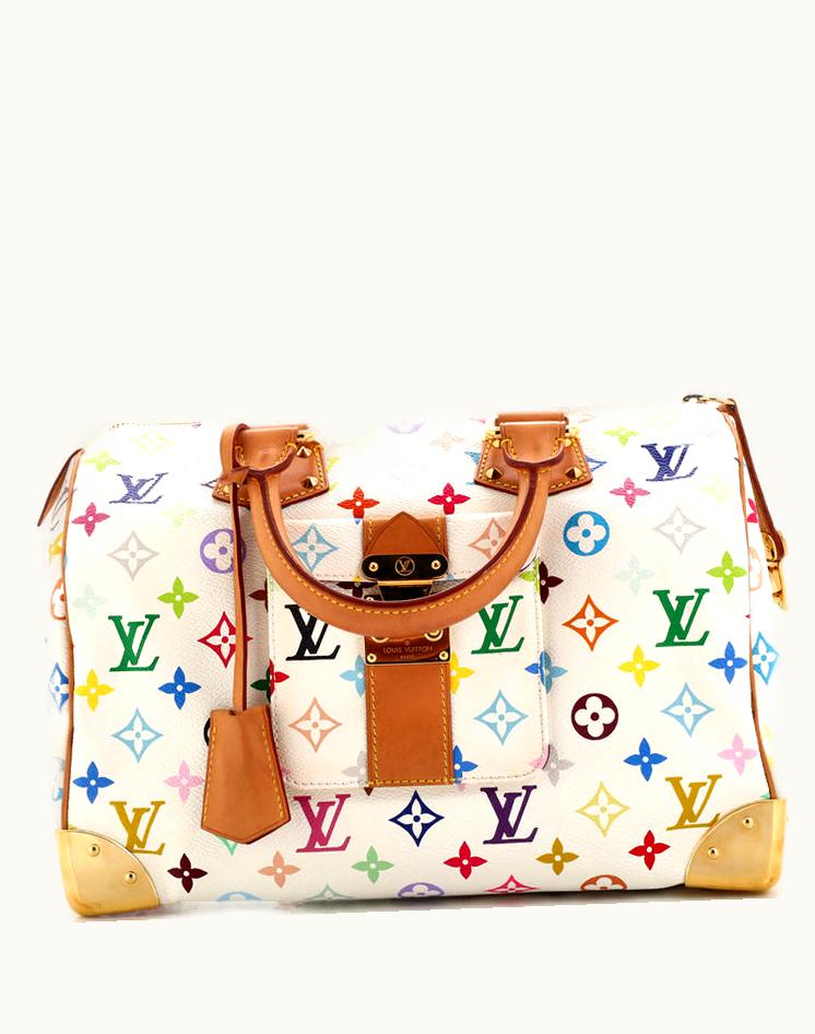 Louis Vuitton Louis Vuitton Speedy Handbag Monogram Multicolor 30 Coated Canvas Red Gold