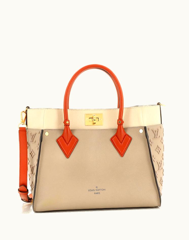 Louis Vuitton Louis Vuitton On My Side Tote Monogram Tuffetage Leather Neutral Gold