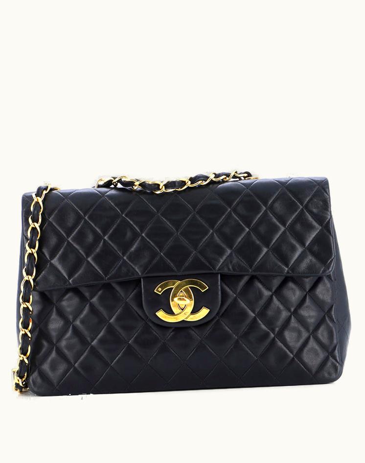 Chanel Chanel Classic Single Flap Bag Quilted Lambskin Maxi Black-Rose Gold