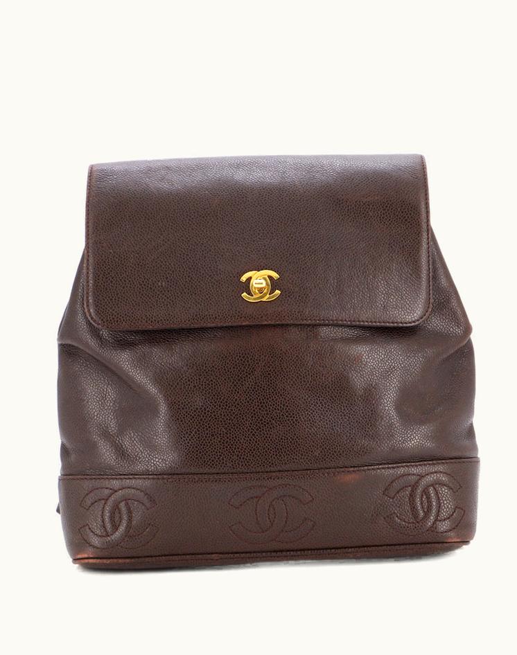 Chanel Chanel Vintage Triple Stitched CC Flap Backpack Caviar Medium