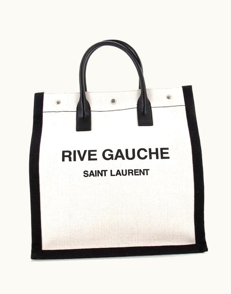 Saint Laurent Saint Laurent Rive Gauche Canvas Tall Shopper Tote Aged Silver