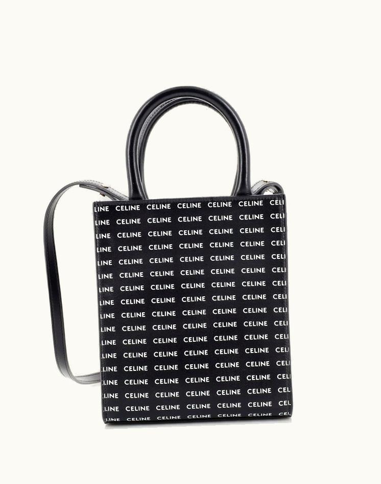 Celine Celine Logo Vertical Cabas Tote Printed Coated Canvas Mini