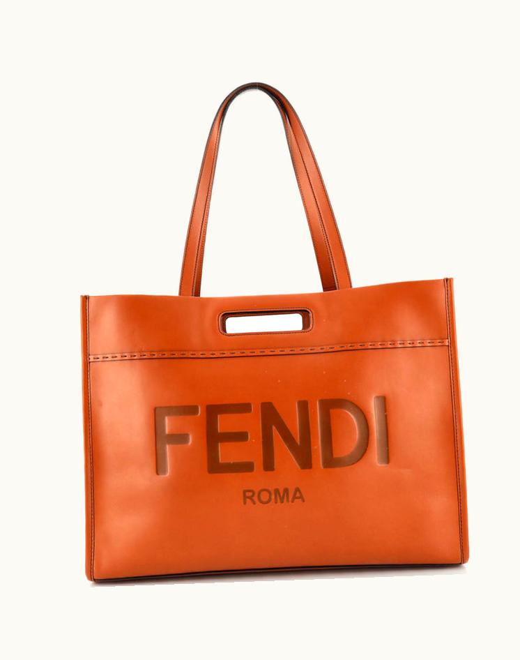 Fendi Fendi Logo Cutout Handle Shopper Tote Leather Large