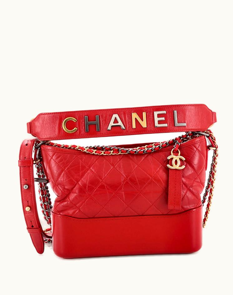 Chanel Chanel Gabrielle Hobo With Logo Handle Quilted Aged Calfskin Medium