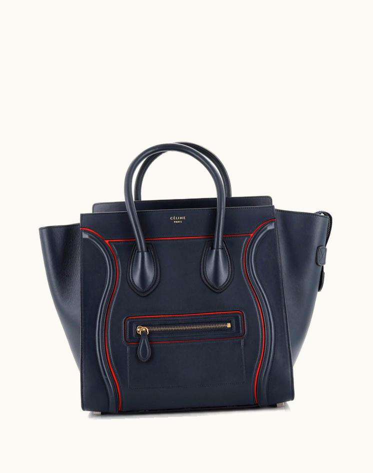 Celine Celine Luggage Bag Smooth Leather Mini Blue Aged Gold