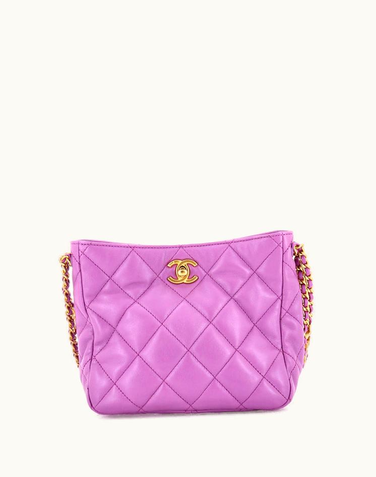 Chanel Chanel Pick Me Up Logo Chain Hobo Quilted Lambskin Small