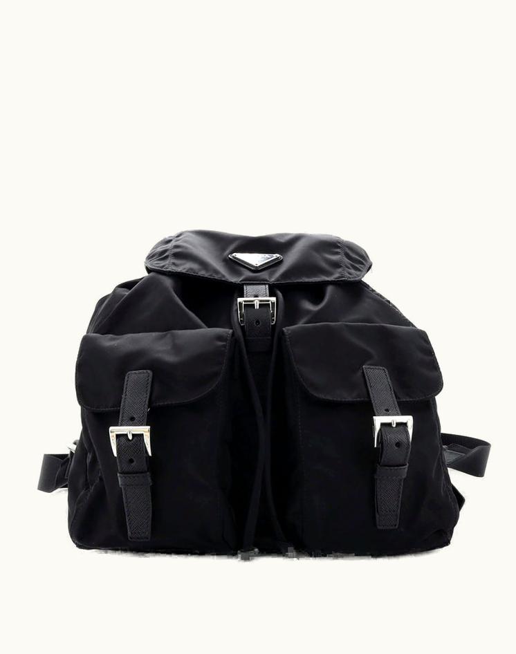 Prada Prada Vela Double Front Pocket Backpack Tessuto With Saffiano Leather Medium