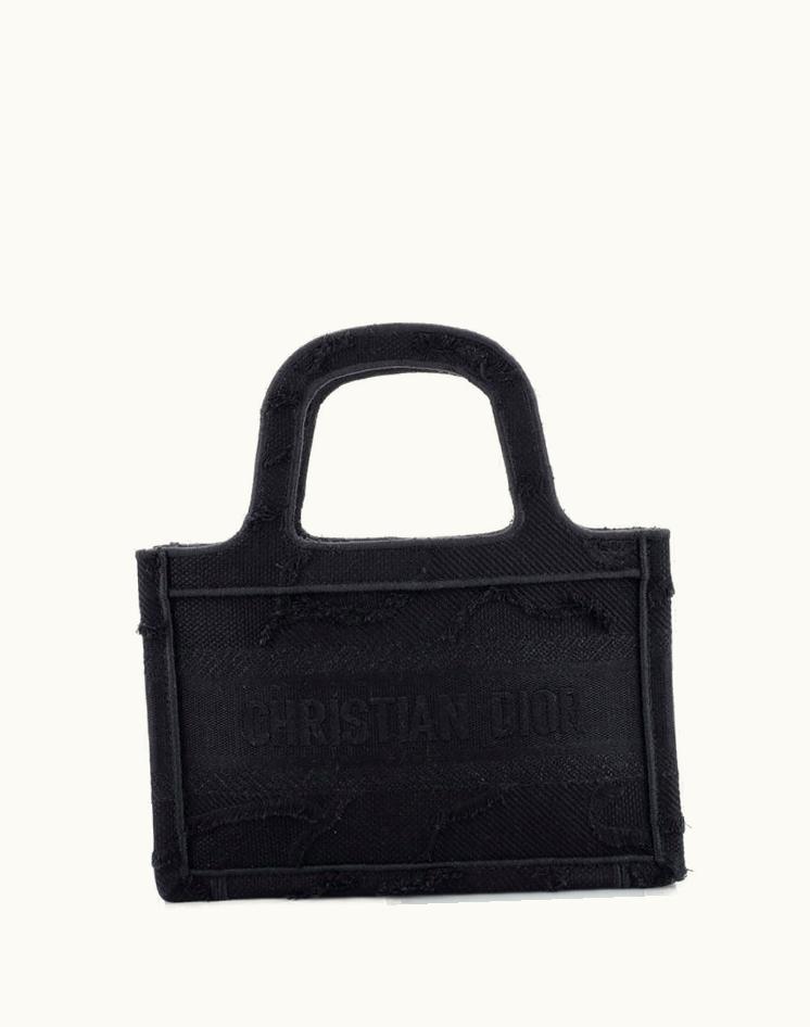 Dior Christian Dior Book Tote Camouflage Embroidered Canvas Mini Professional Black