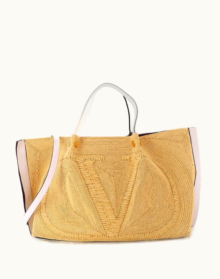 Valentino Valentino Vlogo Escape Tote Raffia With Leather Medium