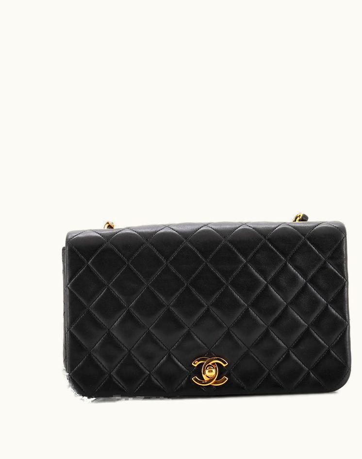 Chanel Chanel Vintage Full Flap Bag Quilted Lambskin Medium in Black & Red