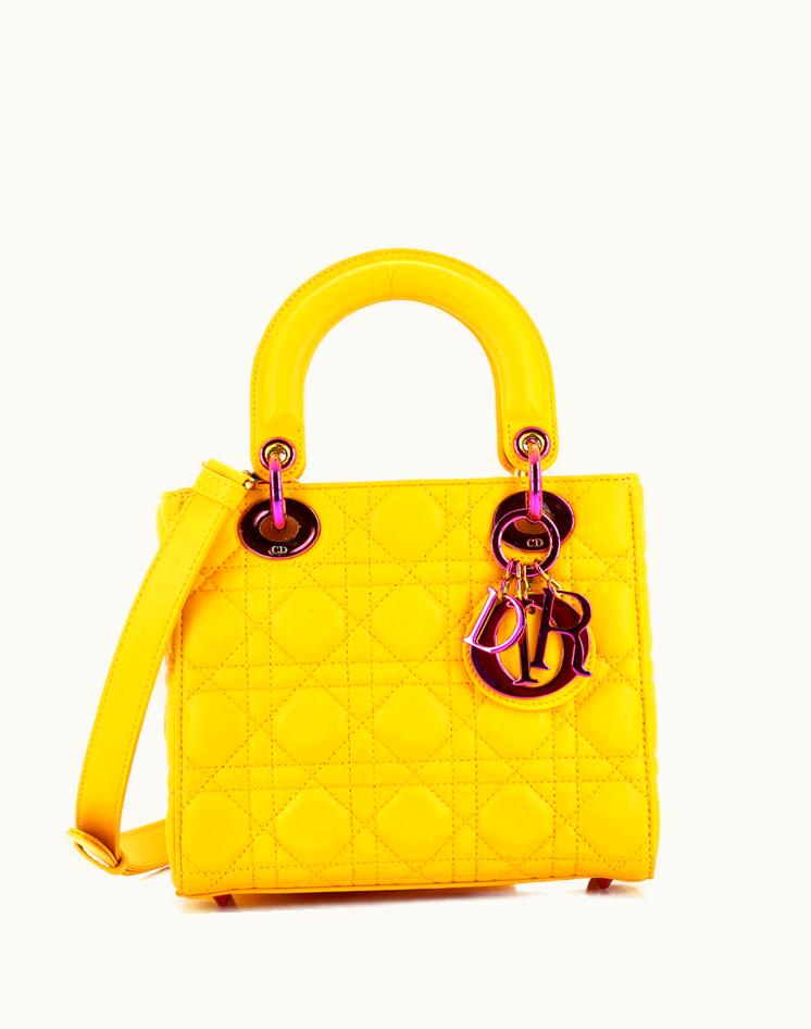 Dior Dior Lady Dior Bag Cannage Quilt Lambskin With Rainbow Hardware Small