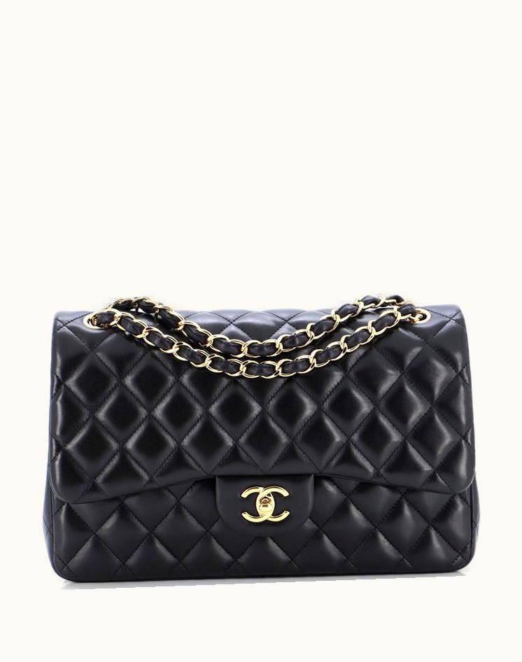 Chanel Chanel 15670616 Classic Double Flap Bag Quilted Lambskin Jumbo Black & Red