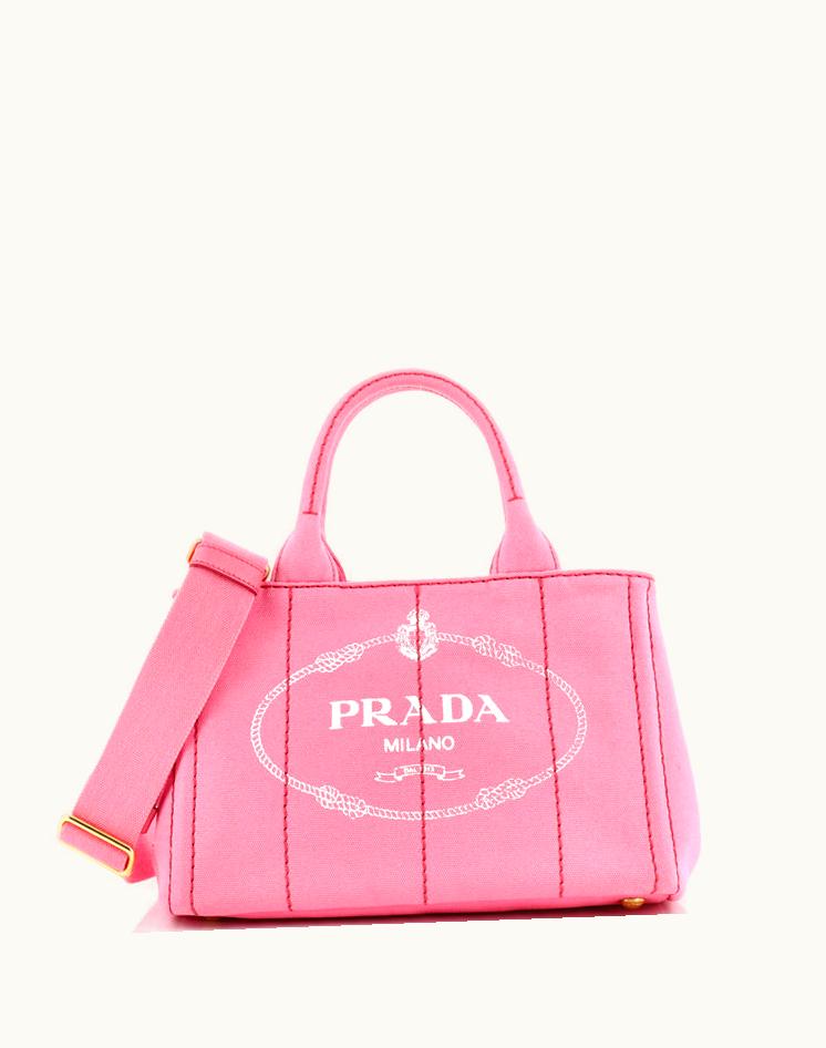 Prada Prada Canapa Convertible Tote Canvas Mini Pink