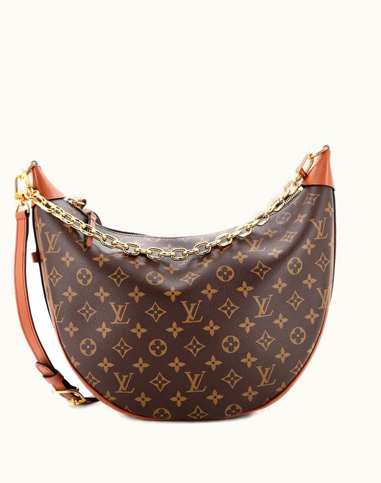 Louis Vuitton Louis Vuitton Loop Hobo Reverse Monogram Canvas Pochette Chain Strap Gold Brown