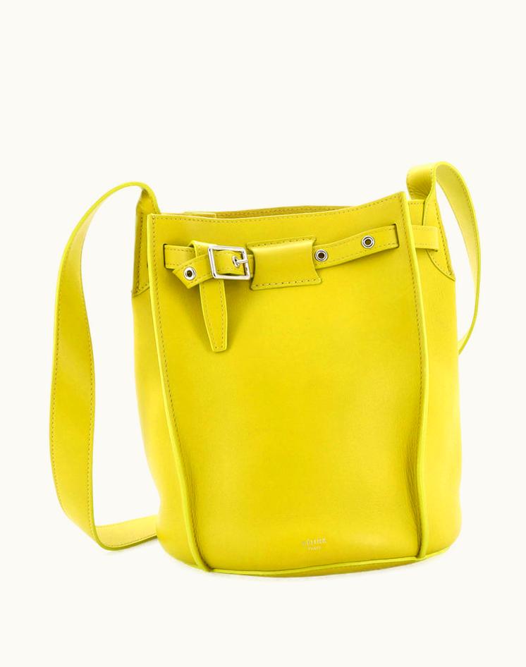 Celine Celine Long Strap Big Bag Bucket Leather Yellow Luxury Crossbody