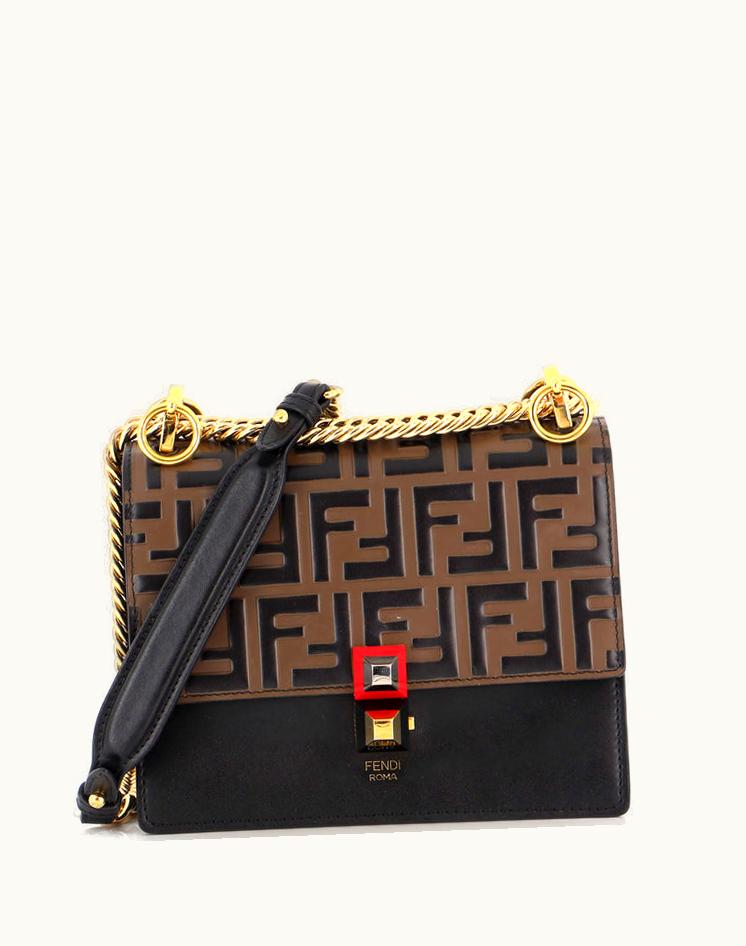 Fendi Fendi Kan I Bag Zucca Embossed Leather Small