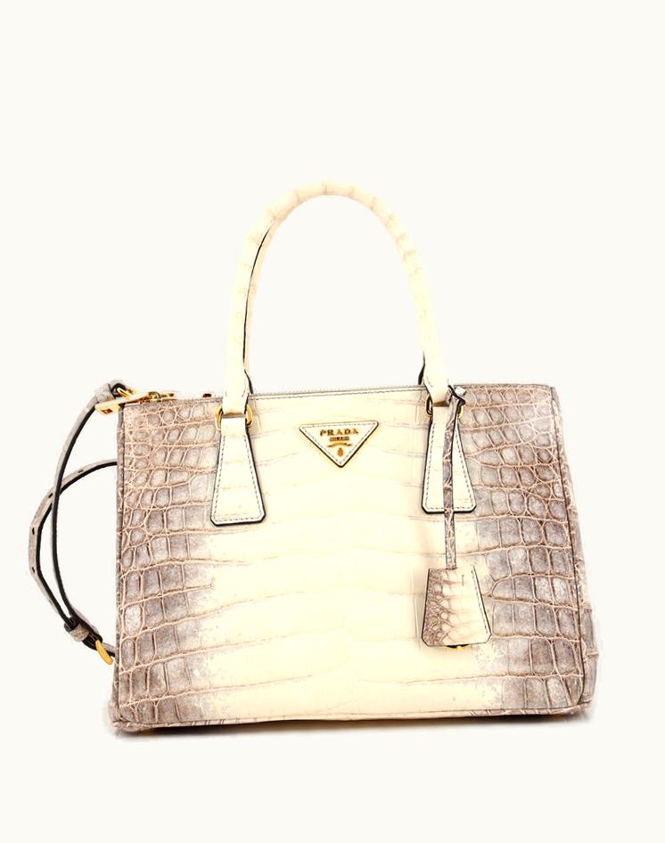 Prada Prada Galleria Double Zip Tote Himalayan Crocodile Medium