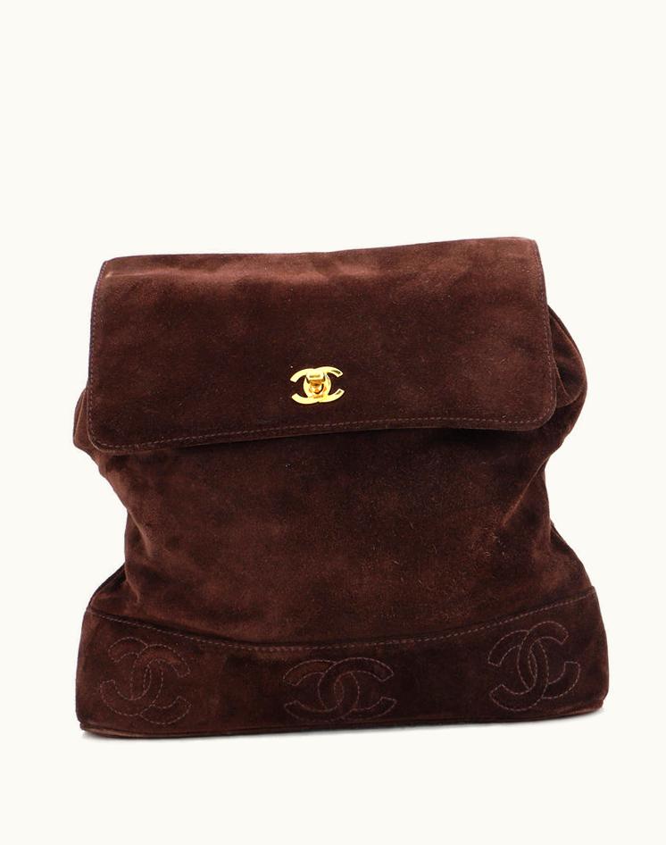 Chanel Chanel Vintage Triple Stitched CC Flap Backpack Suede Medium