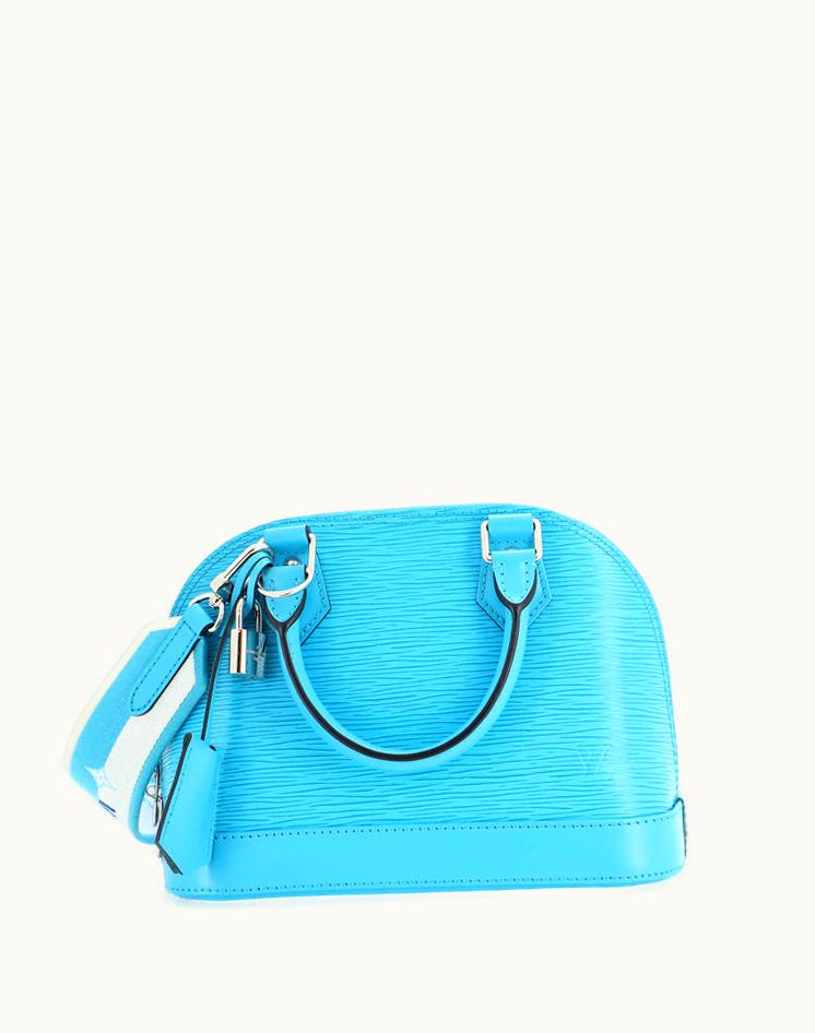 Louis Vuitton Louis Vuitton Alma Epi Leather Handbag With Logo Jacquard Strap BB in Blue