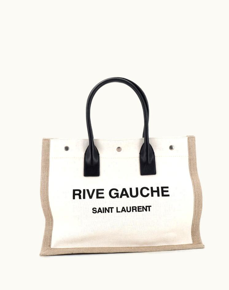 Saint Laurent Saint Laurent Rive Gauche Shopper Tote Canvas Small Neutral