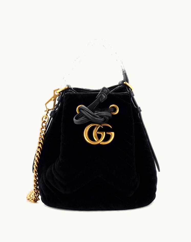 Gucci Gucci GG Marmont Bucket Bag Matelasse Velvet Small