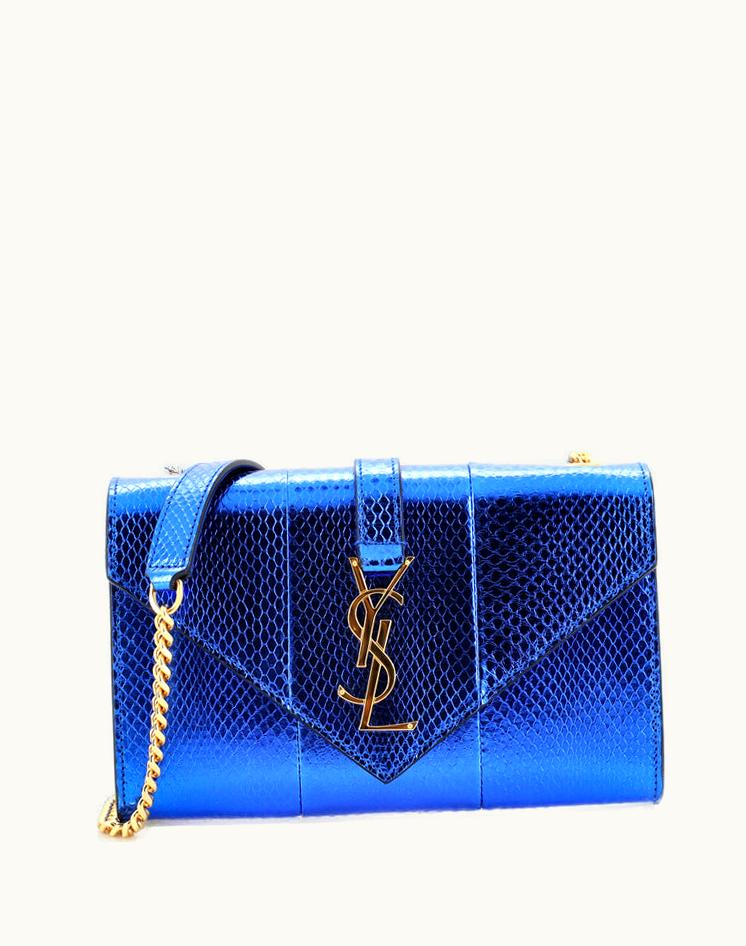 Saint Laurent Saint Laurent Classic Monogram Envelope Crossbody Bag Snakeskin Small