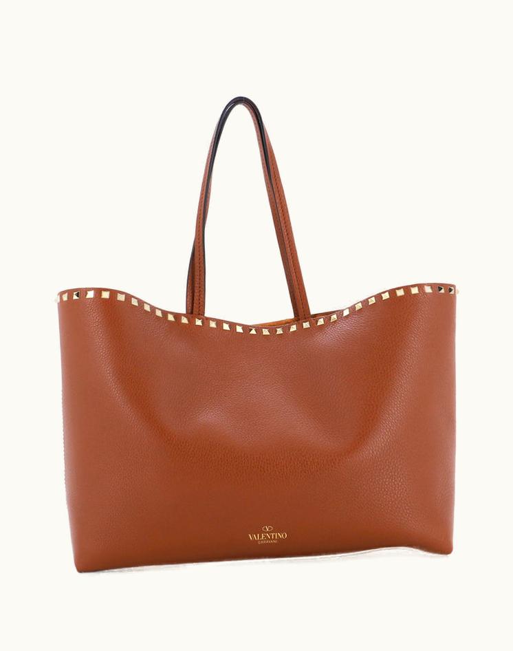 Valentino Valentino Garavani Rockstud Shopper Tote Leather Large Brown