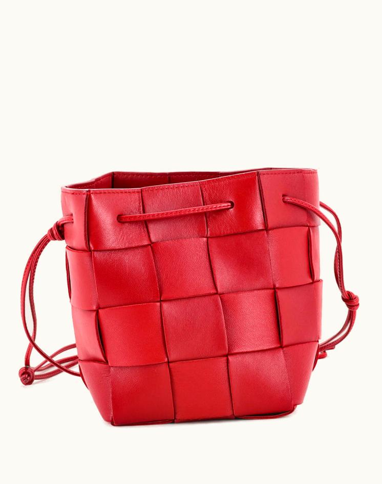 Bottega Veneta Bottega Veneta Cassette Bucket Bag Maxi Intrecciato Leather Small Red