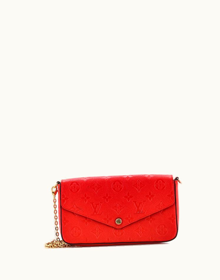 Louis Vuitton Louis Vuitton Felicie Pochette Monogram Empreinte Leather Red Fabric Interior Gold Hardware