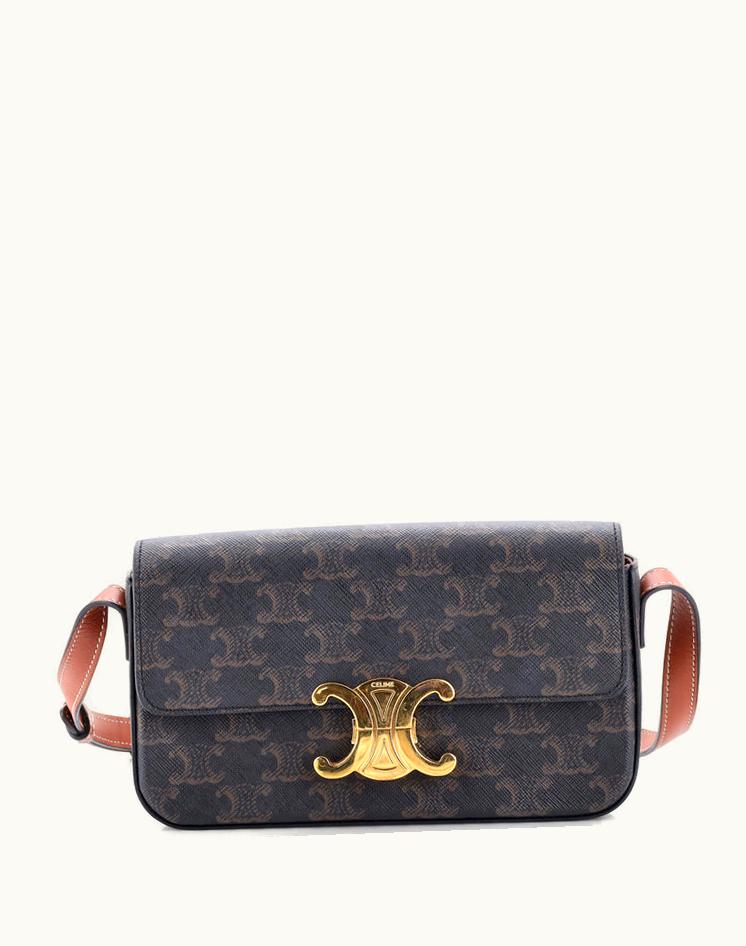 Celine Celine Triomphe Coated Canvas East-West Shoulder Bag Brown