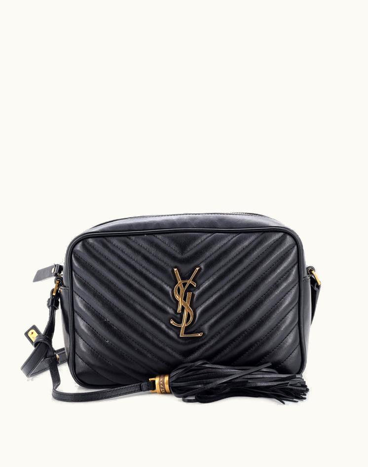 Saint Laurent Saint Laurent Lou Camera Bag Matelasse Chevron Leather Small Black Gold