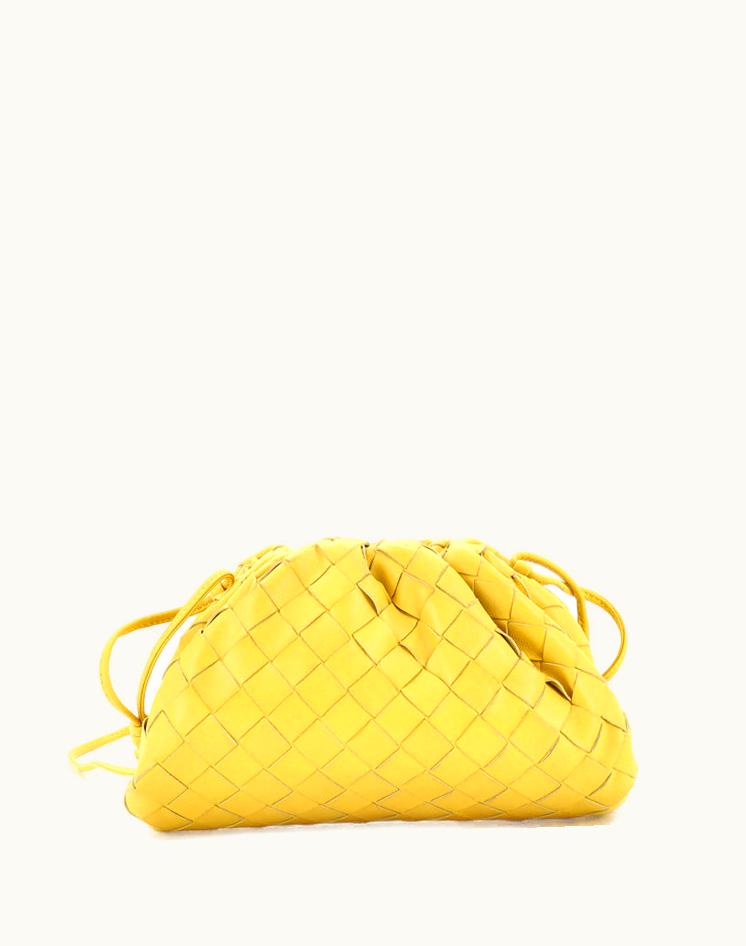Bottega Veneta Bottega Veneta The Pouch Intrecciato Nappa Mini Yellow Leather