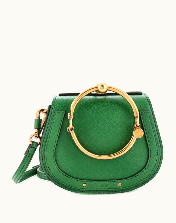 Chloe Chloe Nile Crossbody Bag Leather Small Green Gold