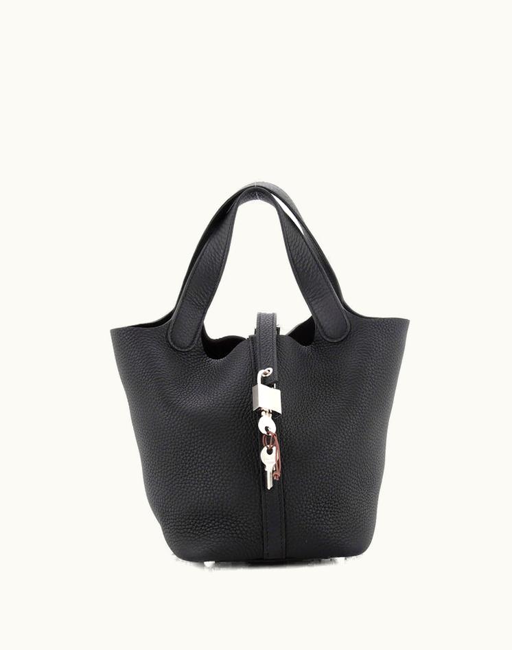 Hermès Hermès Picotin Lock Bag Clemence PM Leather Black Palladium