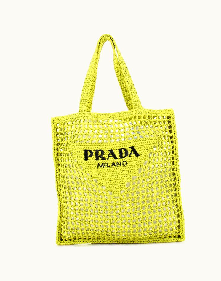 Prada Prada Triangle Logo Open Tote Raffia Green Luxury Tote