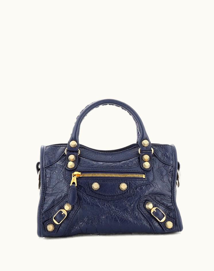 Balenciaga Balenciaga City Giant Studs Bag Leather Mini Blue Gold