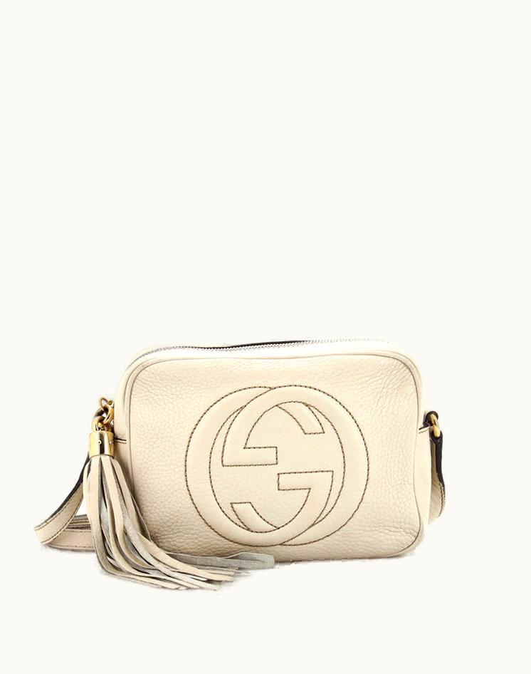 Gucci Gucci Soho Disco Crossbody Bag Leather Small White Gold