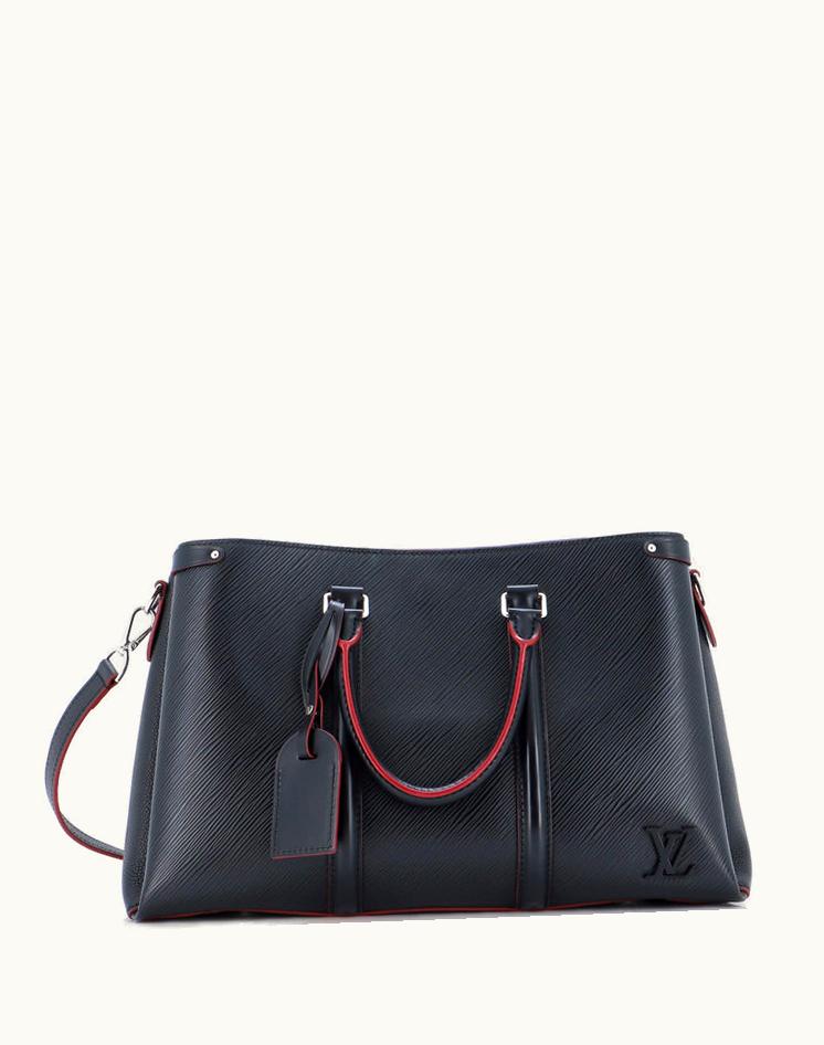 Louis Vuitton Louis Vuitton Soufflot Tote Epi Leather MM Black Blue Silver