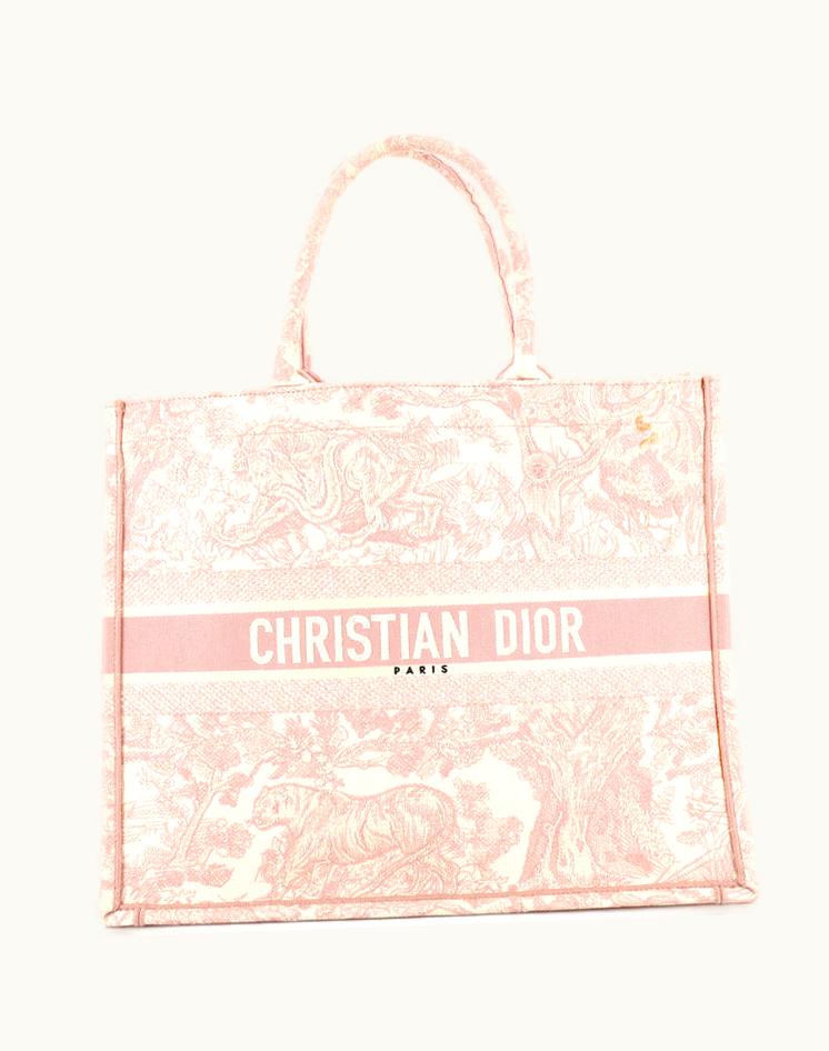 Dior Christian Dior Book Tote Embroidered Canvas Large Pink
