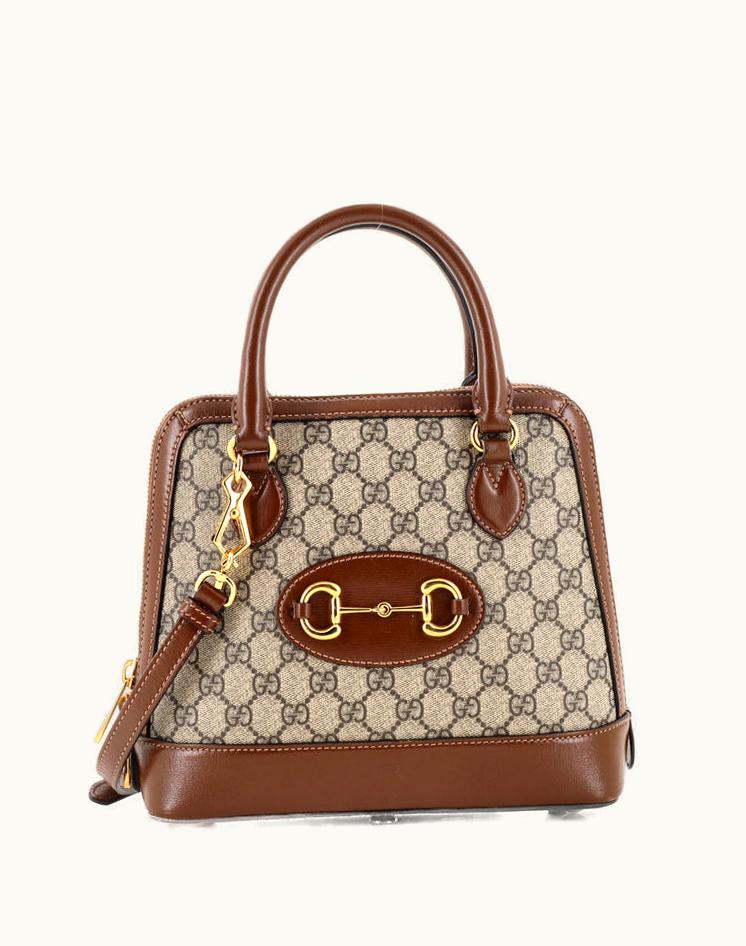 Gucci Gucci Horsebit 1955 Top Handle Bag GG Coated Canvas Small Brown