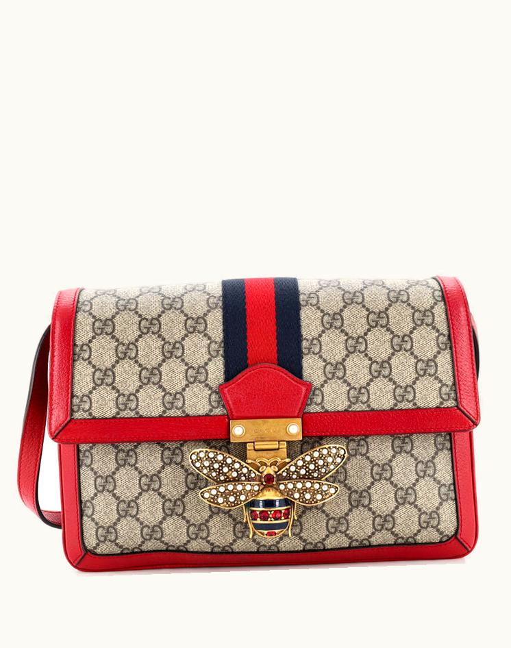 Gucci Gucci Queen Margaret Shoulder Bag GG Coated Canvas Medium in Brown/Red