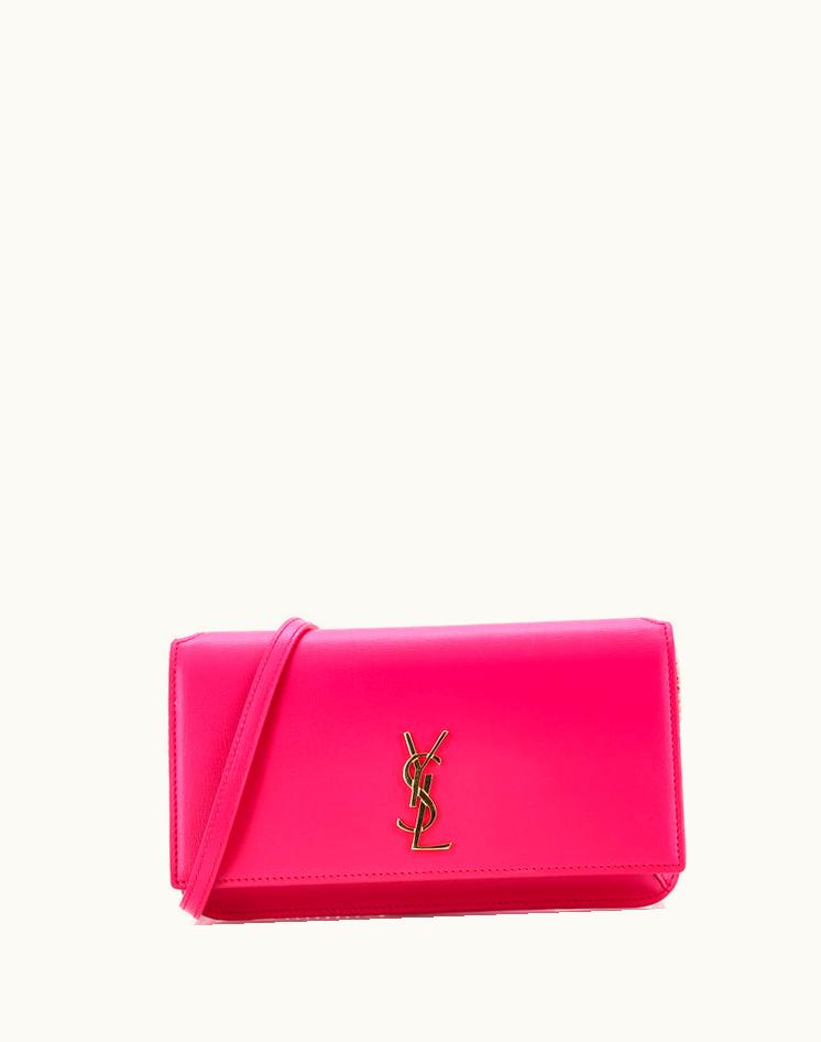 Saint Laurent Saint Laurent Classic Monogram Phone Holder Shoulder Bag Leather Pink