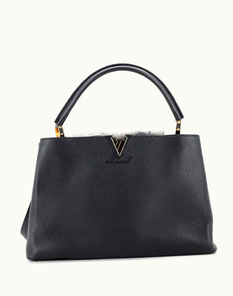 Louis Vuitton Louis Vuitton Capucines Bag Leather MM Black and Pink