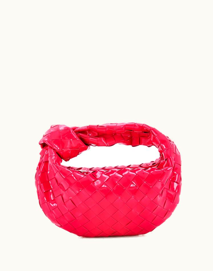 Bottega Veneta Bottega Veneta BV Jodie Hobo Intrecciato Patent Mini Shoulder Bag Pink