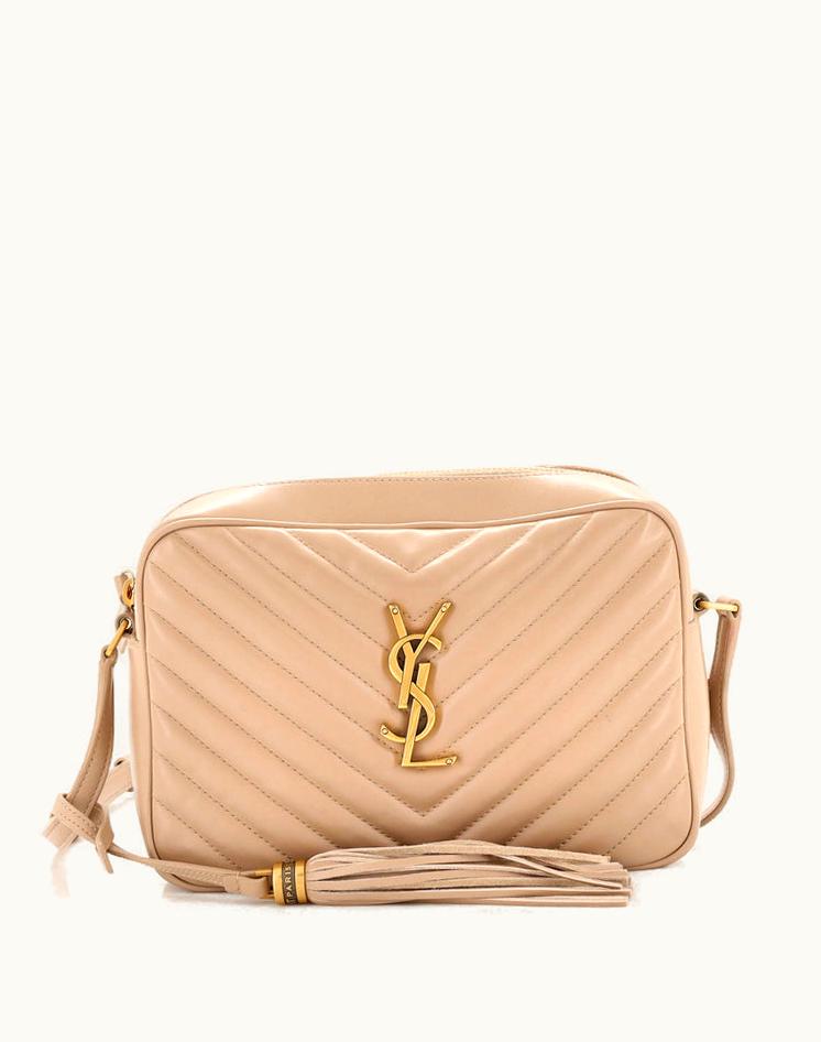Saint Laurent Saint Laurent Lou Camera Bag Matelasse Chevron Leather Small Neutral BeigeLuxury Camera Bag