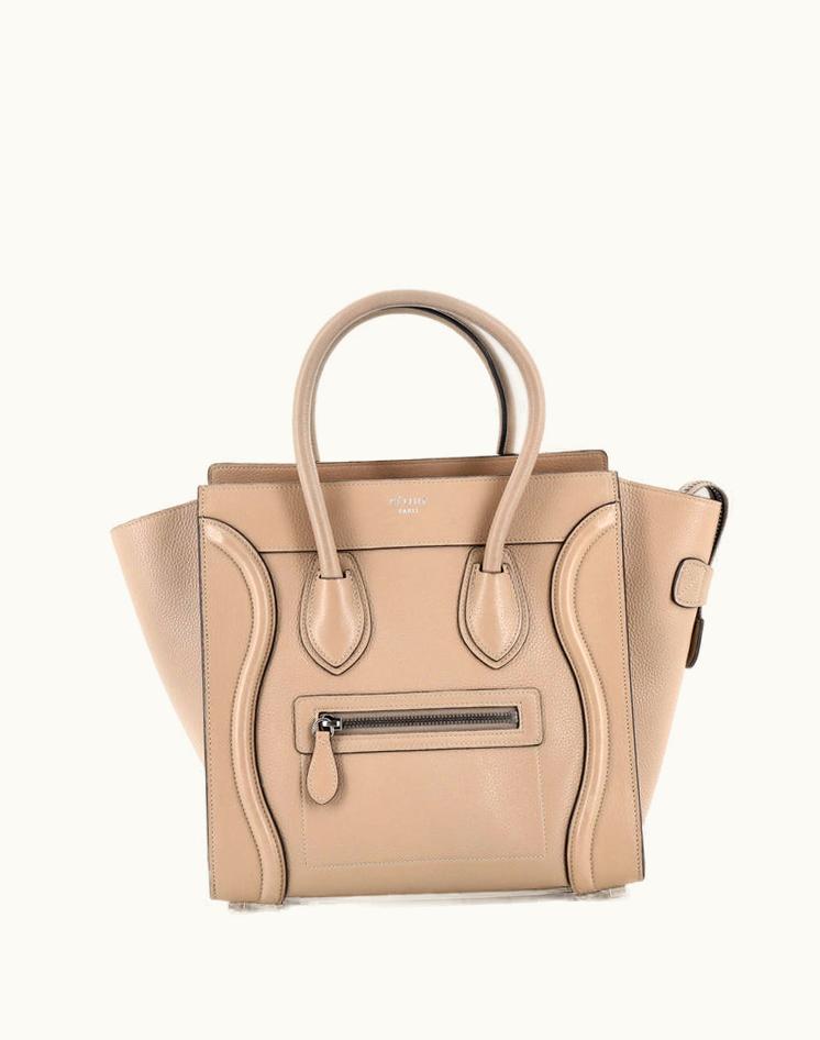 Celine Celine Luggage Bag Grainy Leather Micro Neutral Suede Aged Silver